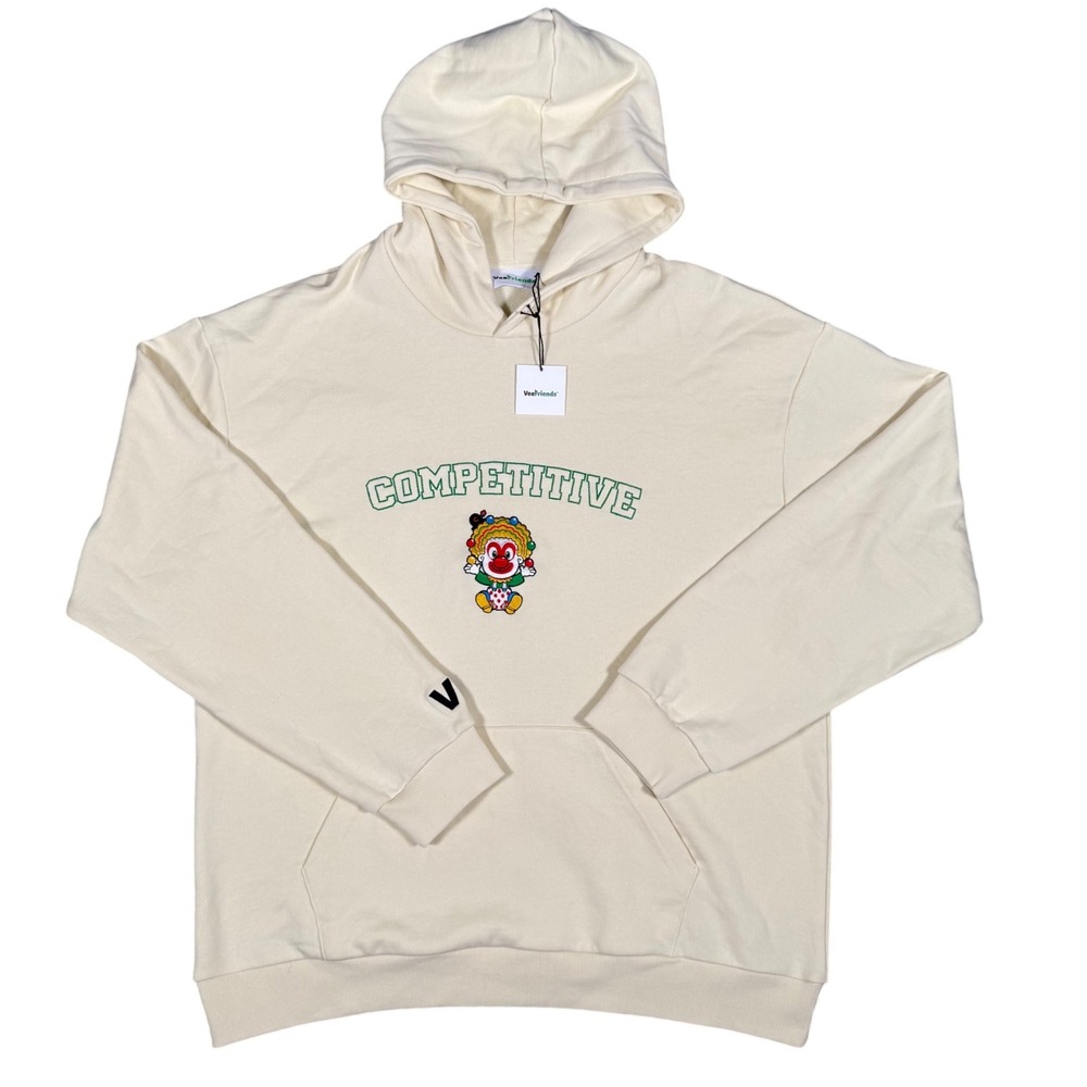 VeeFriends Competitive Clown Hoodie Mens XL Cream Cotton Blend Graphic Pullover